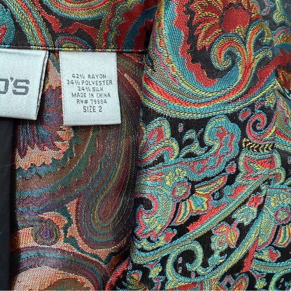 Chico’s Silk Paisley Print Button Shirt Size 2 - Picture 11 of 11